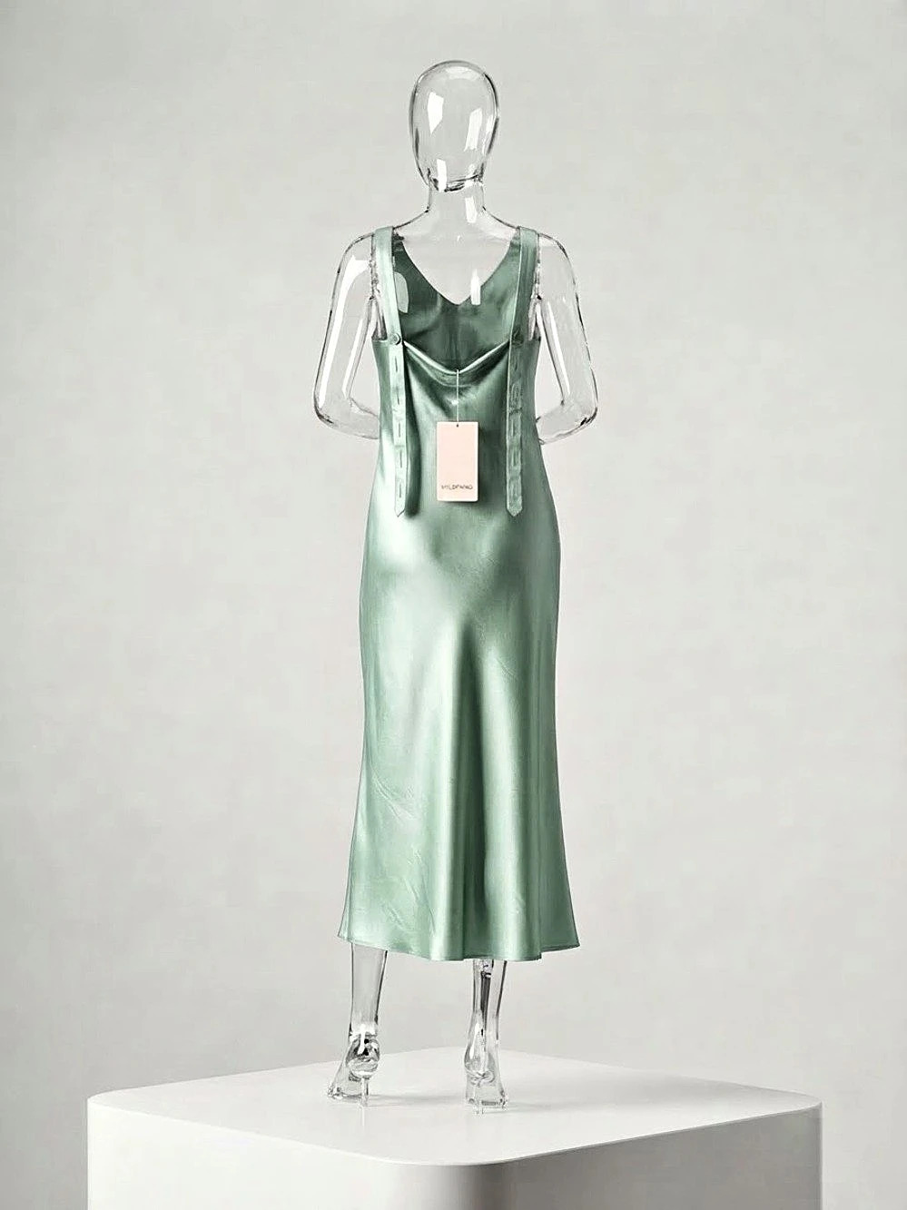 WILDFANG The Empower Satin Slip Dress Satin Slip Dress in Green Size XL NWT
